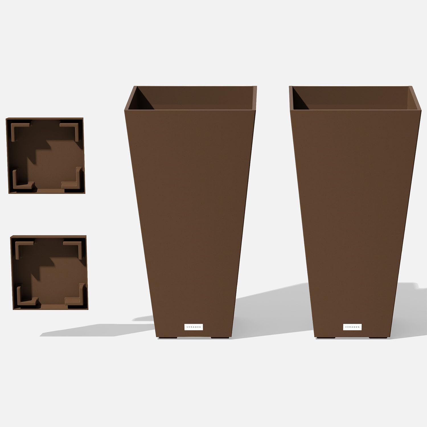 Veradek Pure Series Taper Planter - Tall Tapered Outdoor Planter with Shelf