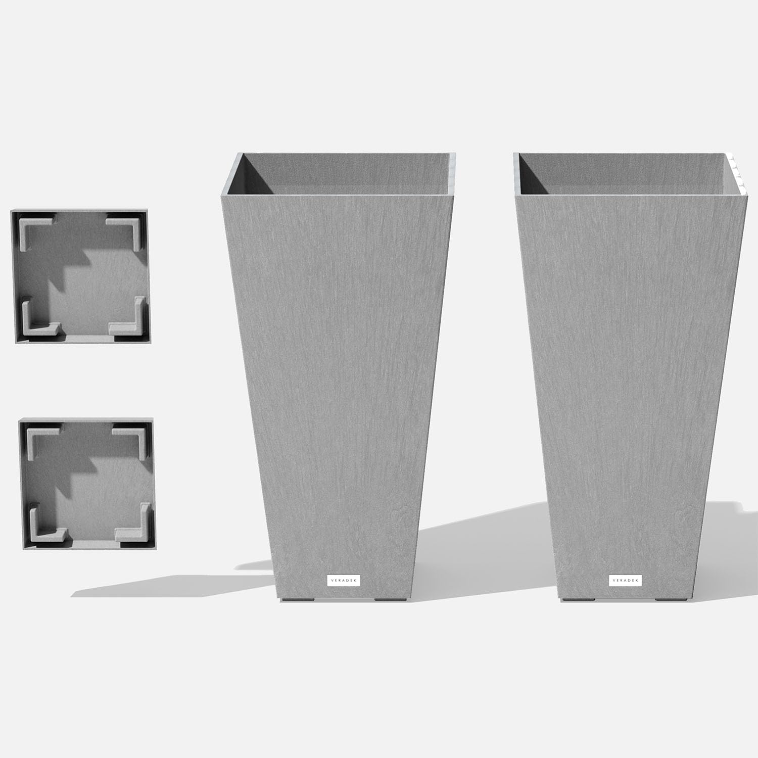 Veradek Pure Series Taper Planter - Tall Tapered Outdoor Planter with Shelf