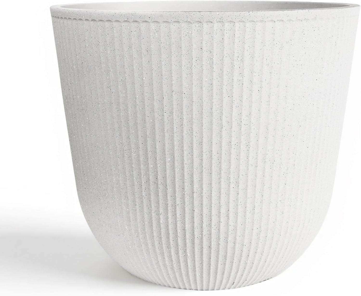 Worth Garden Round Large Planter Pot Set of 2-17.5" Dia x 15.5" H - Durable Plastic White Plant Tree Pots with Vertical Stripe Textured Finish, Drainage Hole for Indoor, Outdoor, Front Porch, Patio