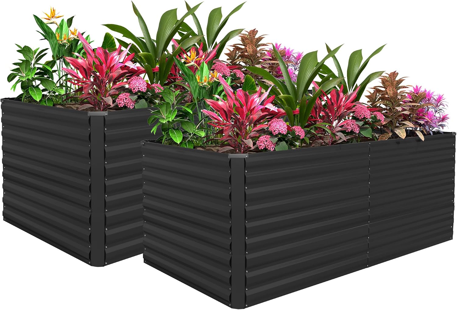 8x4x3ft Raised Garden Bed Outdoor, Galvanized Steel Garden Beds