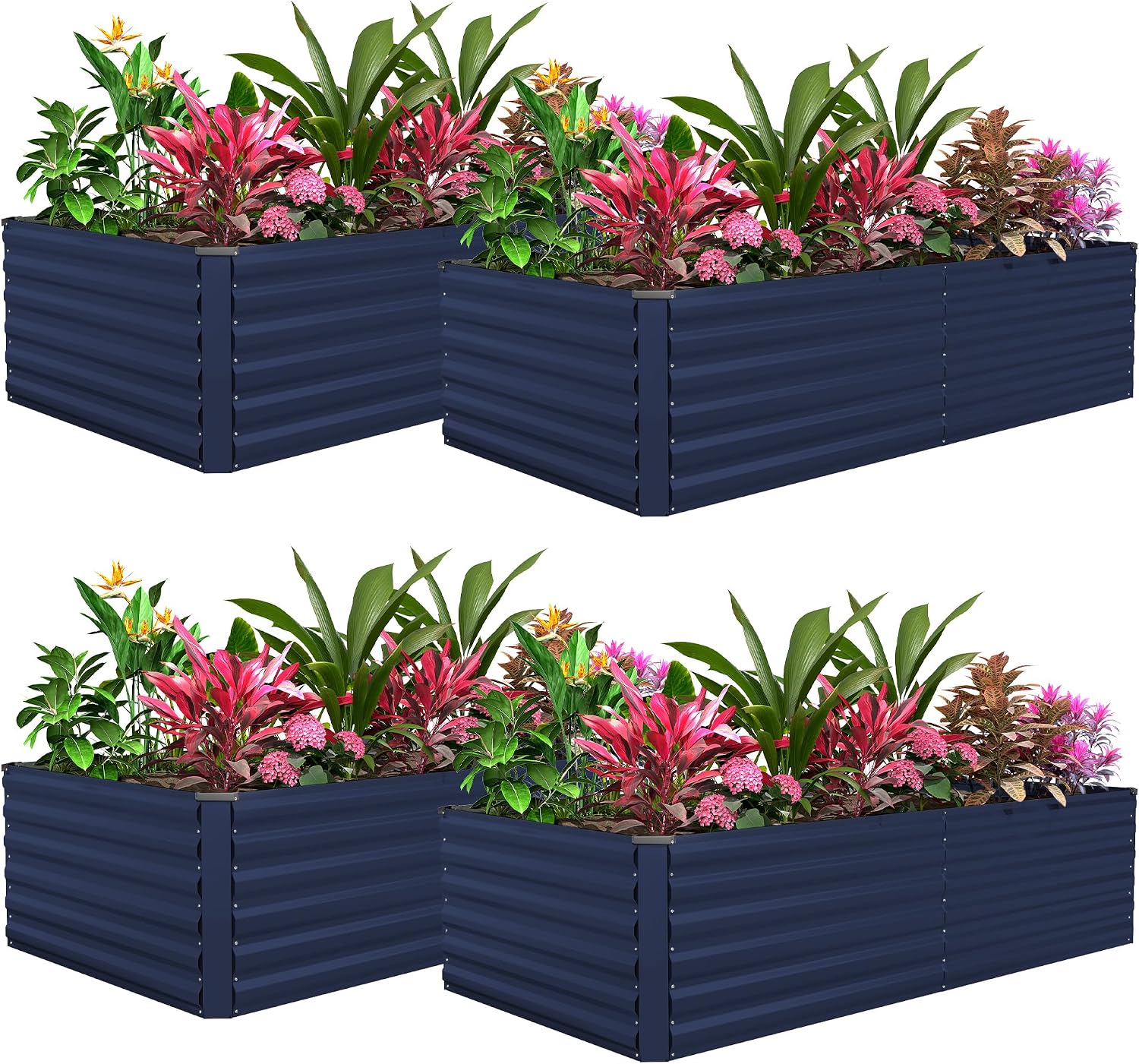 8x4x3ft Raised Garden Bed Outdoor, Galvanized Steel Garden Beds