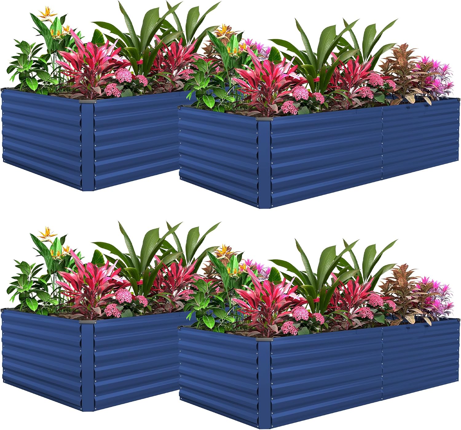 8x4x3ft Raised Garden Bed Outdoor, Galvanized Steel Garden Beds