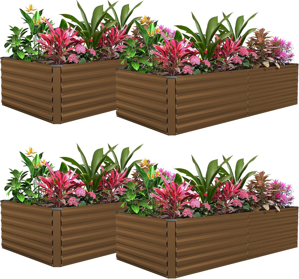 8x4x3ft Raised Garden Bed Outdoor, Galvanized Steel Garden Beds