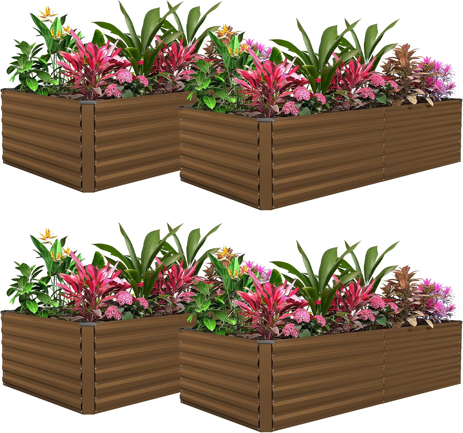8x4x3ft Raised Garden Bed Outdoor, Galvanized Steel Garden Beds