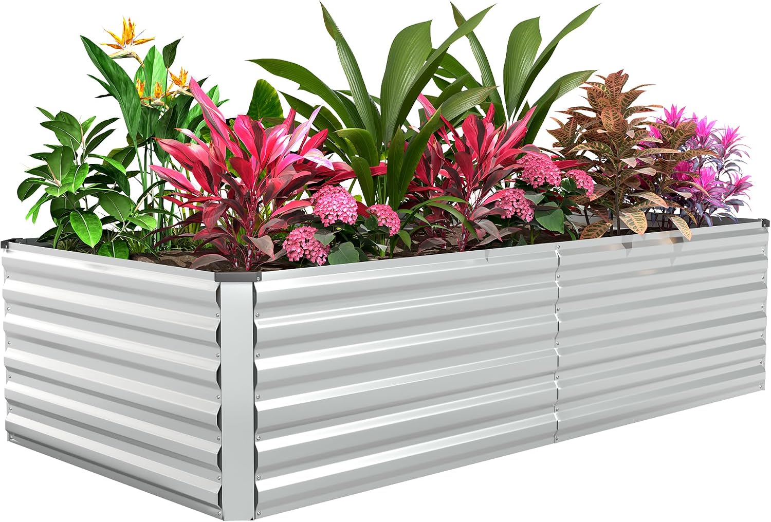 8x4x3ft Raised Garden Bed Outdoor, Galvanized Steel Garden Beds