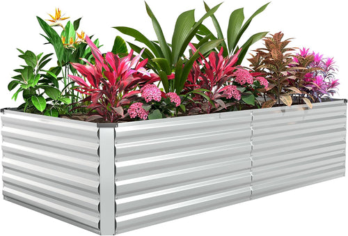 8x4x3ft Raised Garden Bed Outdoor, Galvanized Steel Garden Beds