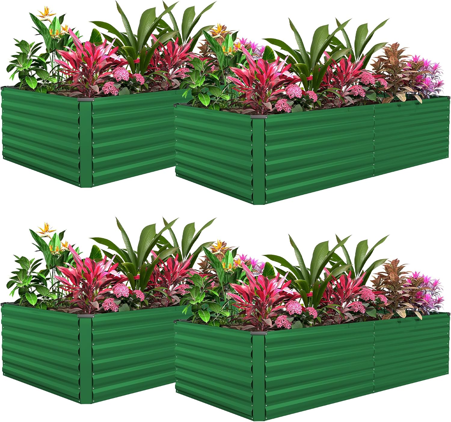8x4x3ft Raised Garden Bed Outdoor, Galvanized Steel Garden Beds