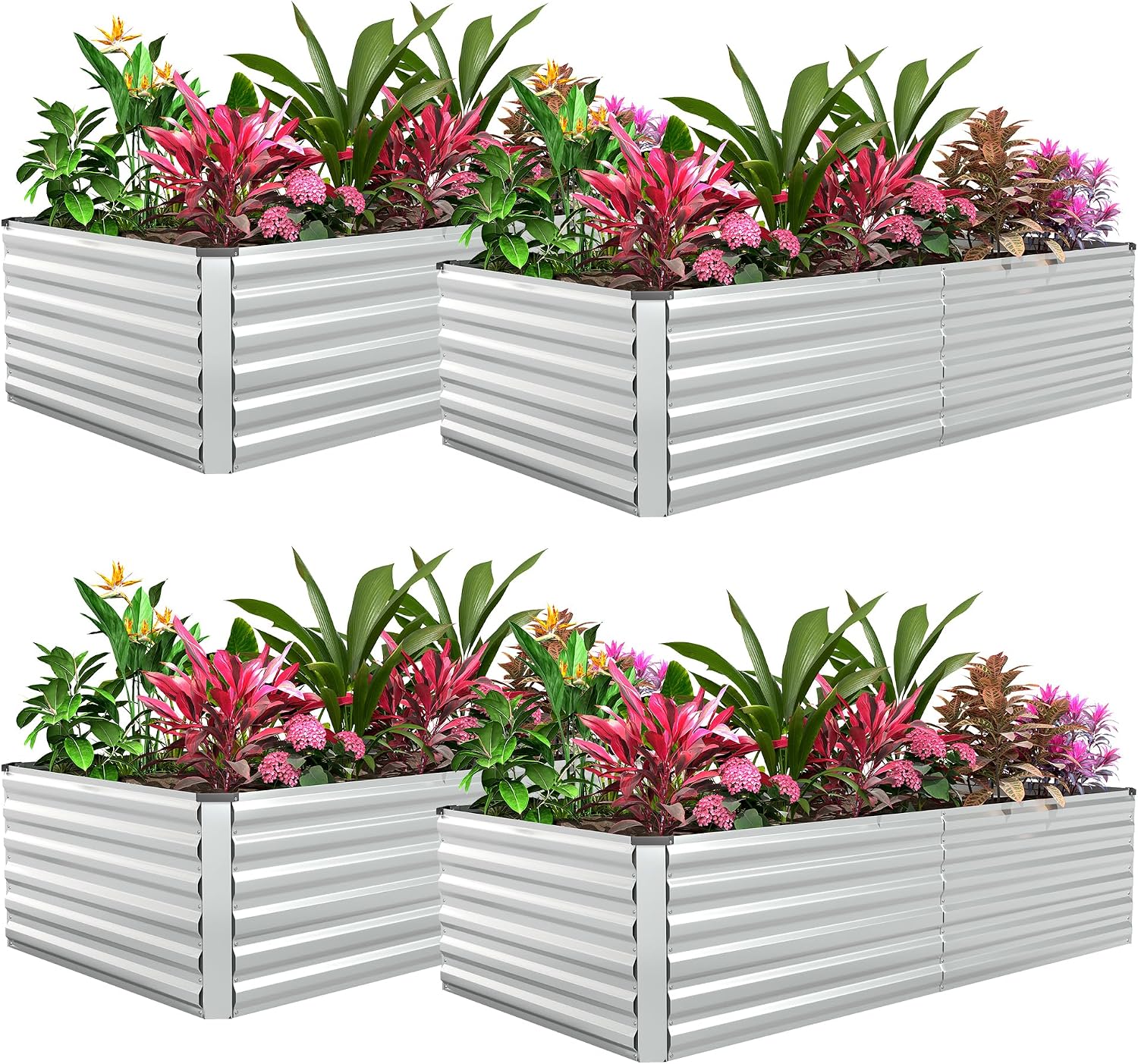 8x4x3ft Raised Garden Bed Outdoor, Galvanized Steel Garden Beds
