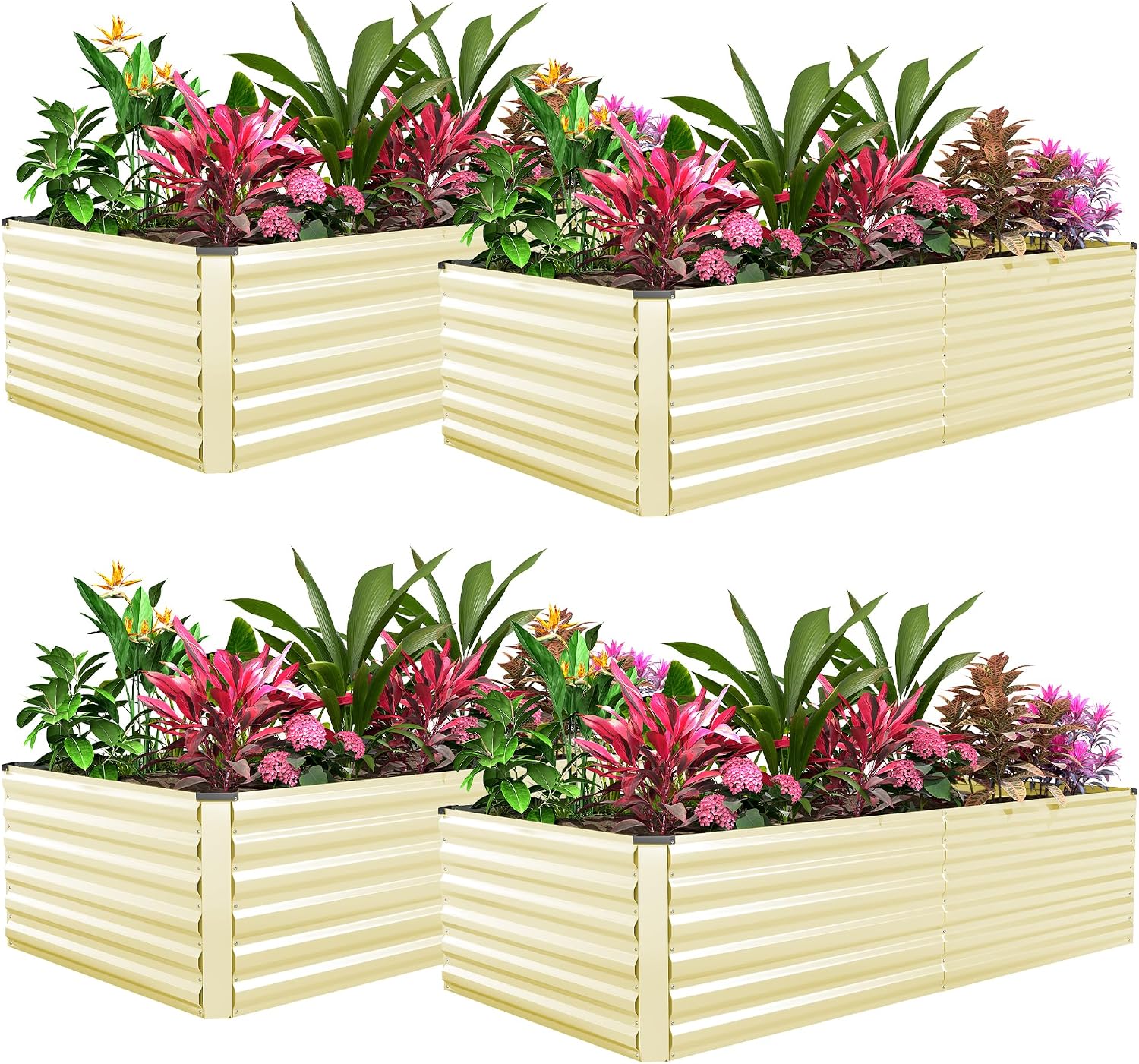 8x4x3ft Raised Garden Bed Outdoor, Galvanized Steel Garden Beds